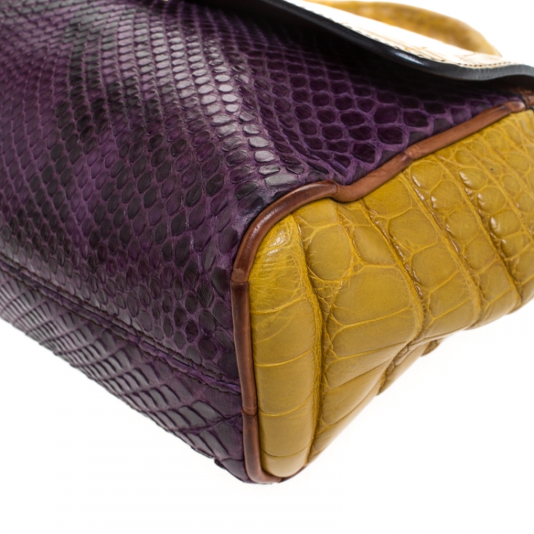 Pre Owned Dolce & Gabbana Multicolor Python and Crocodile Small Miss Sicily Top Handle Bag