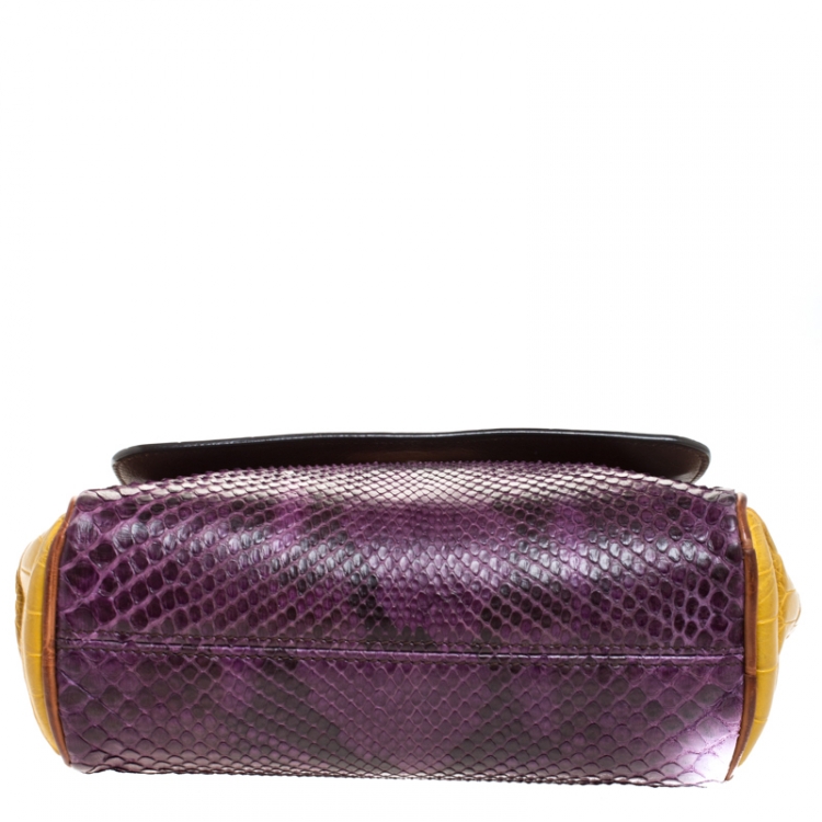 Pre Owned Dolce & Gabbana Multicolor Python and Crocodile Small Miss Sicily Top Handle Bag