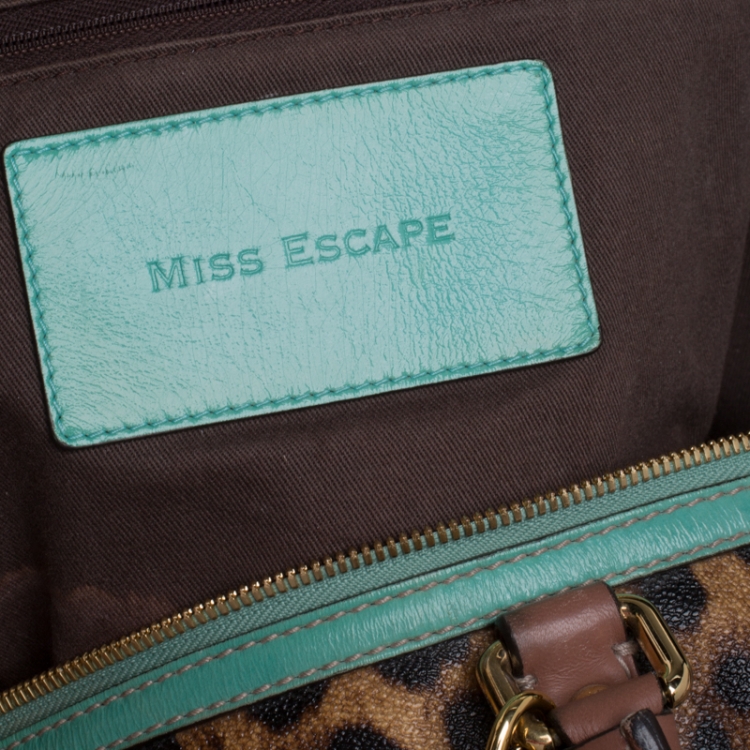 Pre Owned Dolce & Gabbana Multicolor Leopard Print Coated Canvas and Leather Miss Escape Duffle Bag