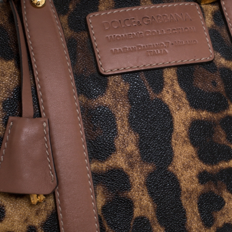 Pre Owned Dolce & Gabbana Multicolor Leopard Print Coated Canvas and Leather Miss Escape Duffle Bag