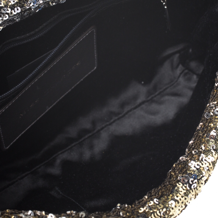 Pre Owned Dolce and Gabbana Metallic Sequin Miss Charles Shoulder Bag