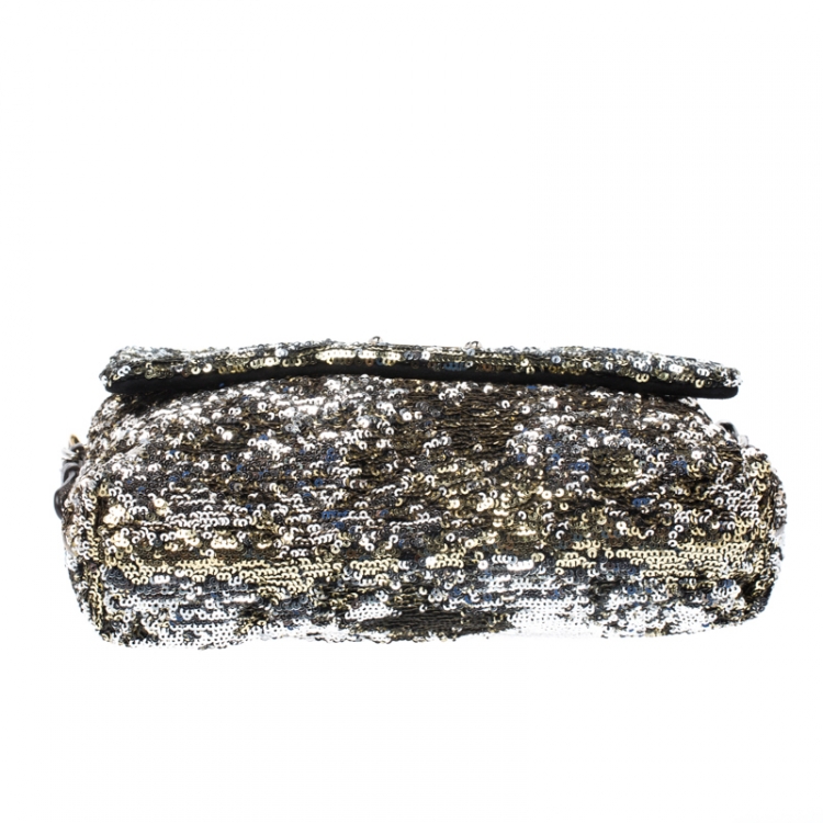 Pre Owned Dolce and Gabbana Metallic Sequin Miss Charles Shoulder Bag