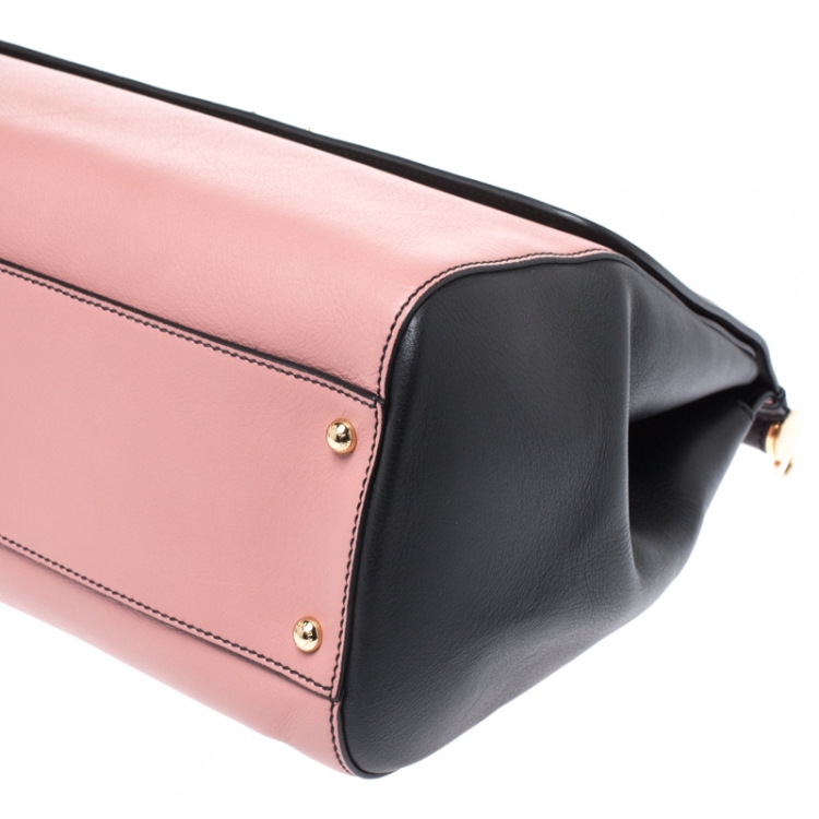 Pre Owned Dolce & Gabbana Black/Pink Leather Miss Sicily Top Handle Bag