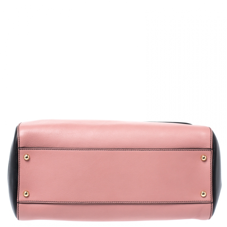 Pre Owned Dolce & Gabbana Black/Pink Leather Miss Sicily Top Handle Bag