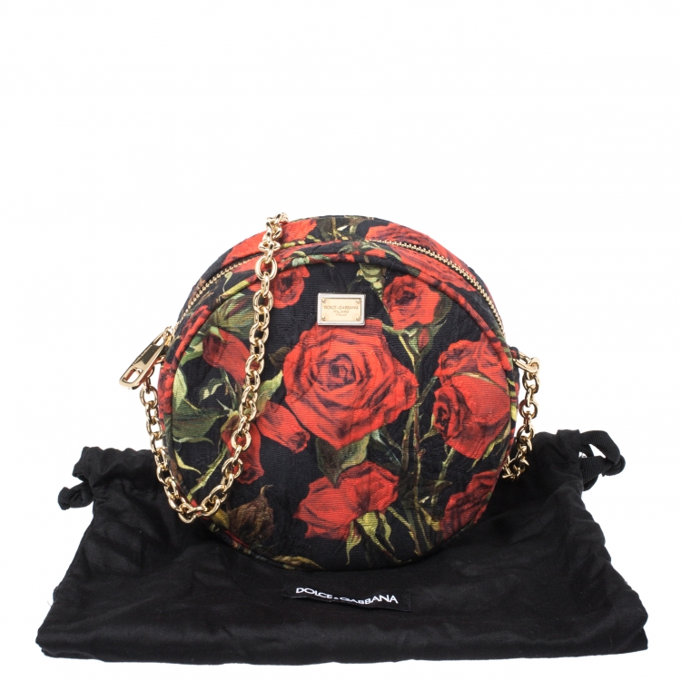 Pre Owned Dolce & Gabbana Floral Print Fabric Miss Glam Round Shoulder Bag