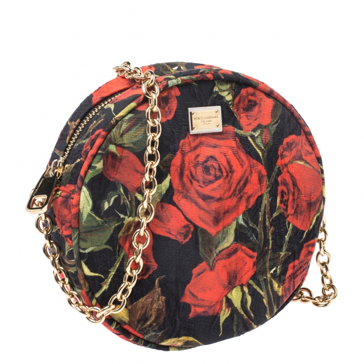 Pre Owned Dolce & Gabbana Floral Print Fabric Miss Glam Round Shoulder Bag