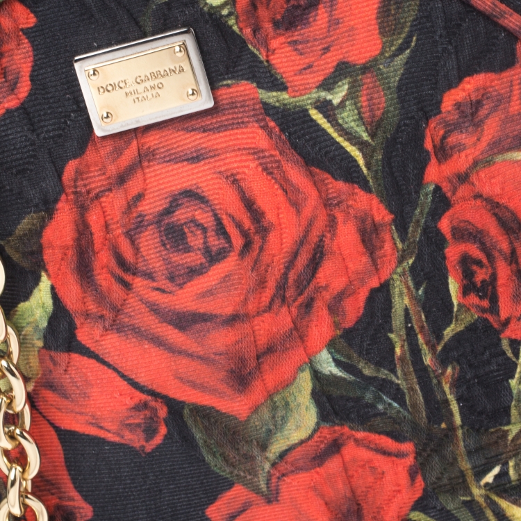 Pre Owned Dolce & Gabbana Floral Print Fabric Miss Glam Round Shoulder Bag