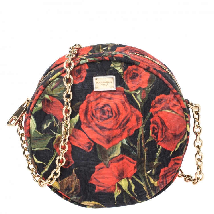 Pre Owned Dolce & Gabbana Floral Print Fabric Miss Glam Round Shoulder Bag