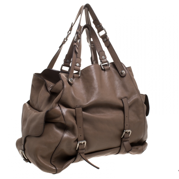 Pre Owned Dolce & Gabbana Beige Leather Miss Forever Tote