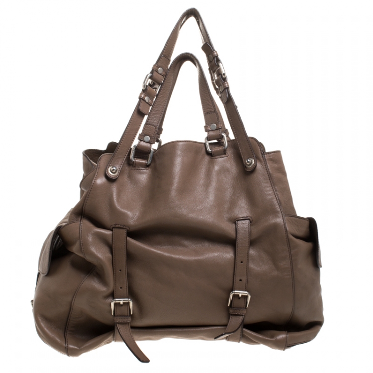 Pre Owned Dolce & Gabbana Beige Leather Miss Forever Tote