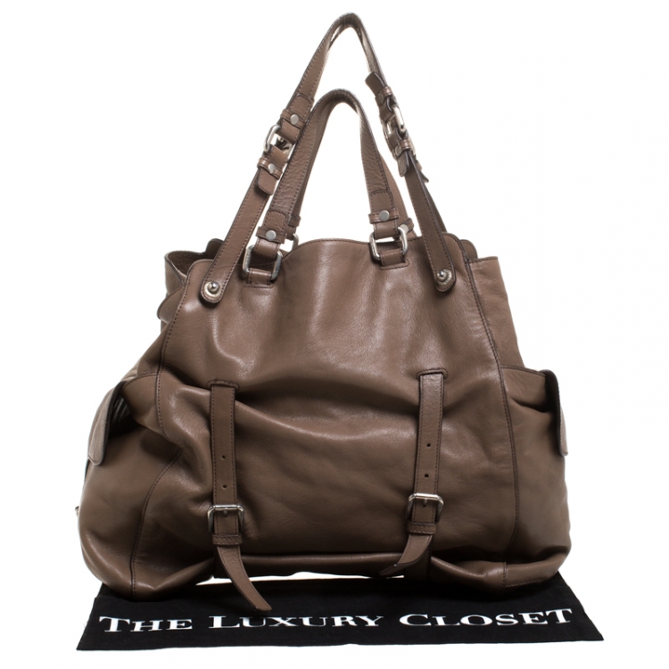Pre Owned Dolce & Gabbana Beige Leather Miss Forever Tote
