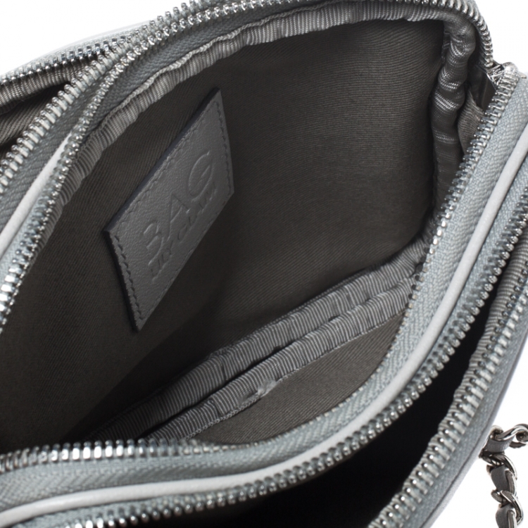 Pre Owned Dolce & Gabbana Grey Quilted Leather Crossbody Bag