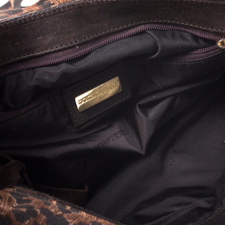 Pre Owned Dolce  & Gabbana Brown Fabric and Leather Shoulder Bag