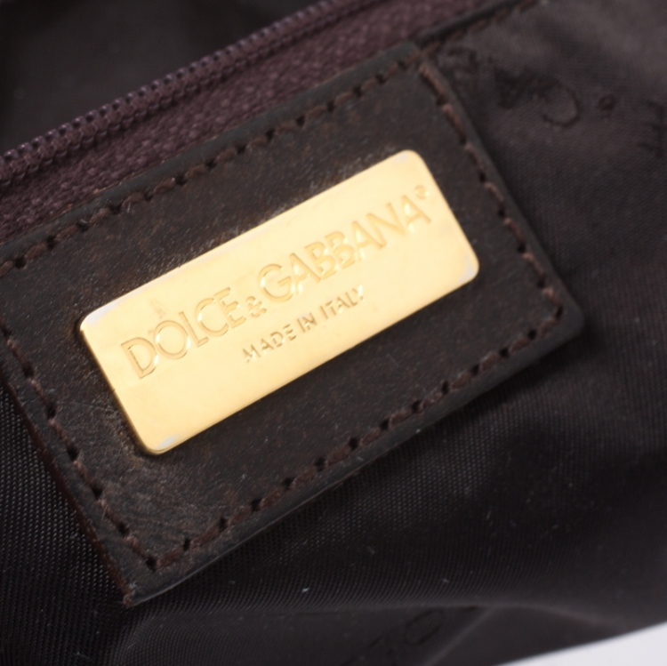 Pre Owned Dolce  & Gabbana Brown Fabric and Leather Shoulder Bag