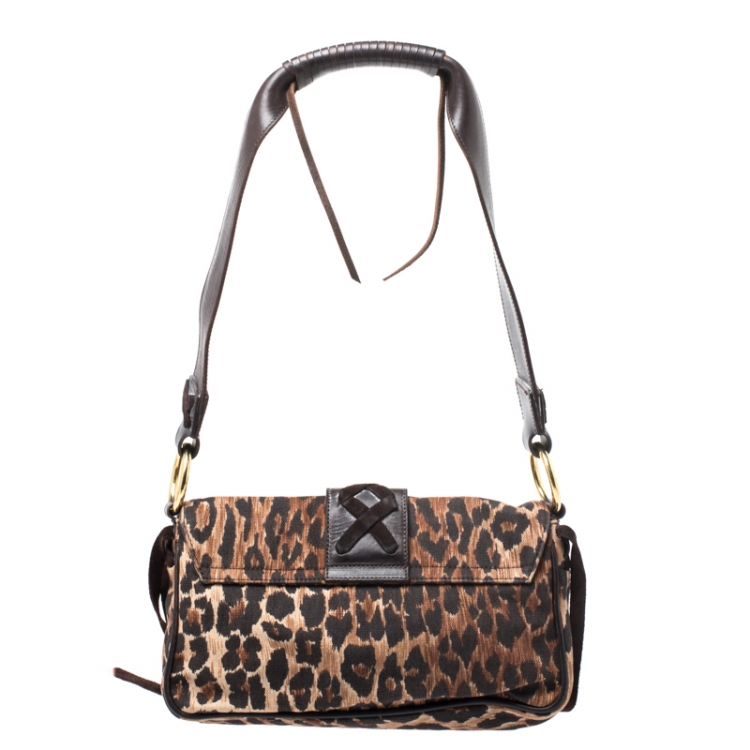 Pre Owned Dolce  & Gabbana Brown Fabric and Leather Shoulder Bag