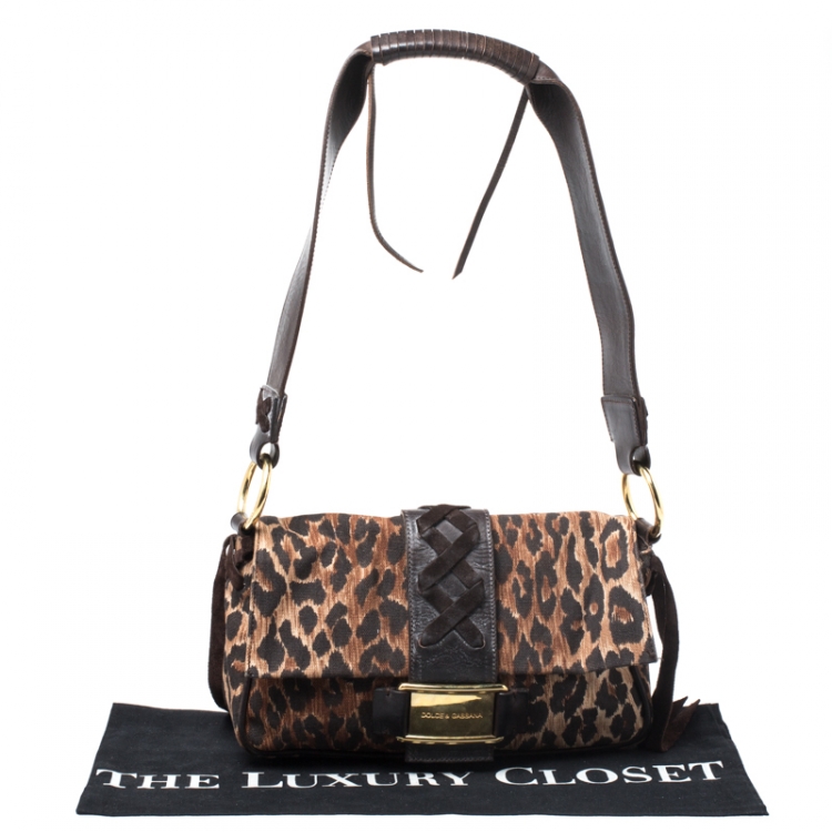 Pre Owned Dolce  & Gabbana Brown Fabric and Leather Shoulder Bag