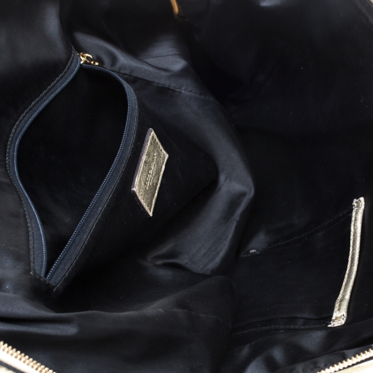Pre Owned Dolce & Gabbana Metallic Gold Pleated Leather Satchel