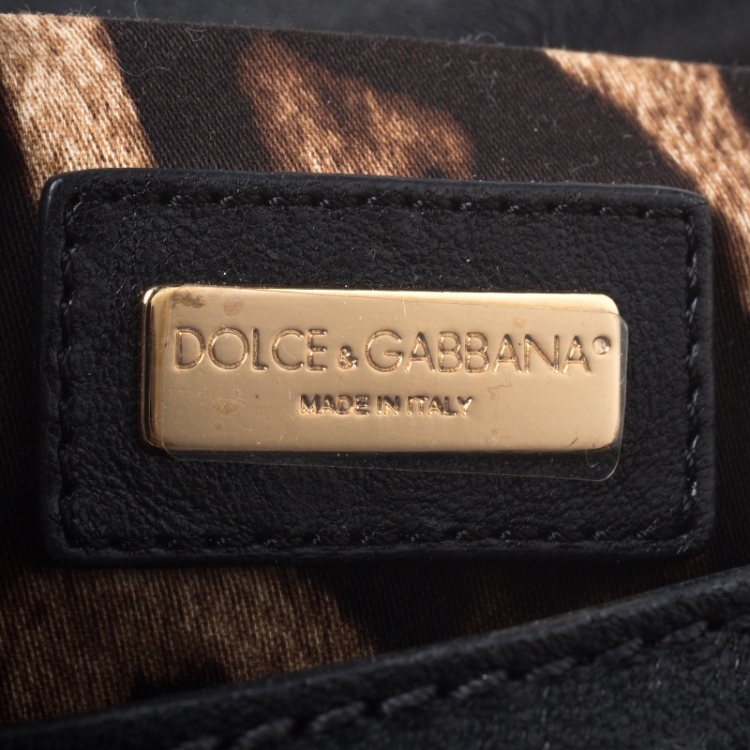Pre Owned Dolce & Gabbana Purple/Black Sequin and Leather Small Miss Sicily Top Handle Bag