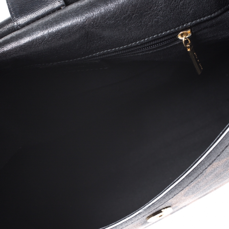 Pre Owned Dolce and Gabbana Leopard Print Coated Canvas and Leather Large Miss Sicily Top Handle Bag
