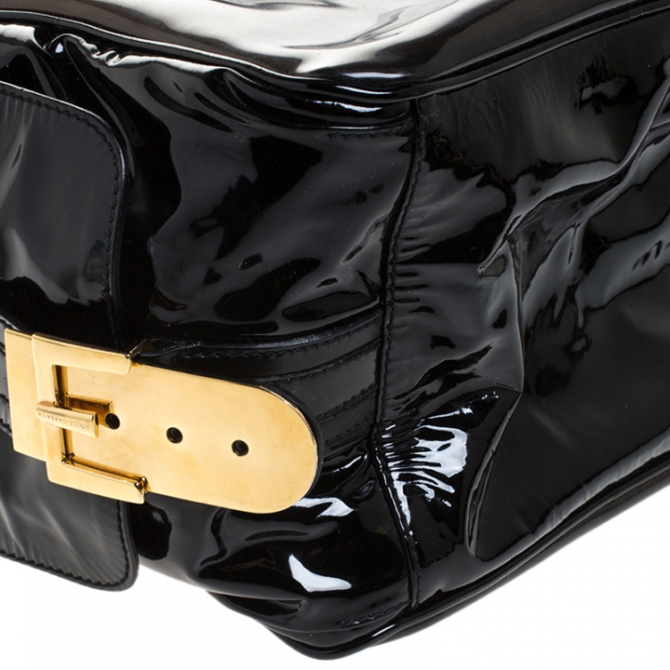 Pre Owned Dolce & Gabbana Black Vinyl and Patent Leather Side Pocket Top Handle Bag