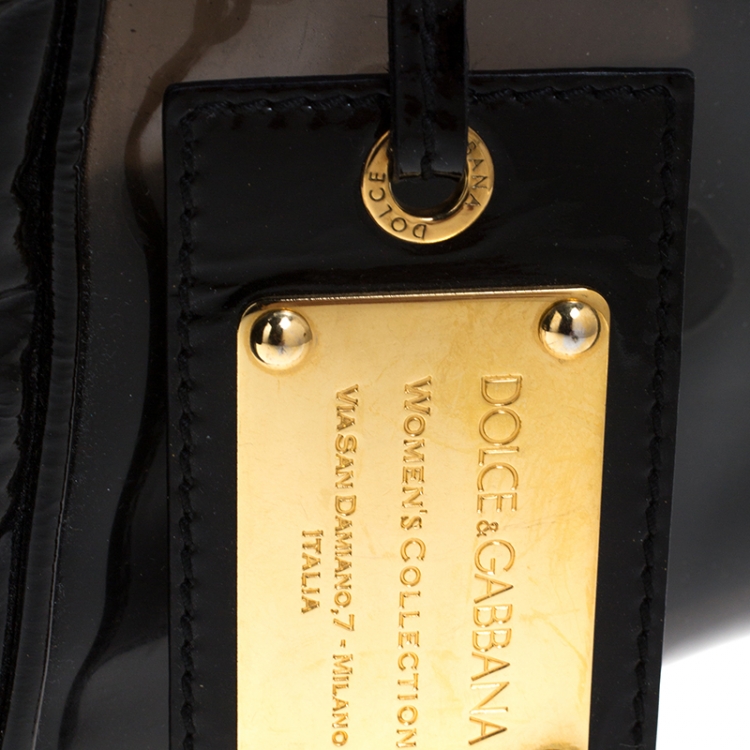 Pre Owned Dolce & Gabbana Black Vinyl and Patent Leather Side Pocket Top Handle Bag
