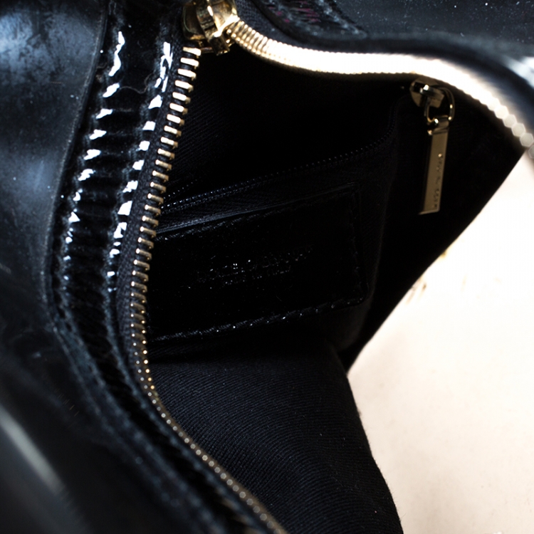 Pre Owned Dolce & Gabbana Black Vinyl and Patent Leather Side Pocket Top Handle Bag