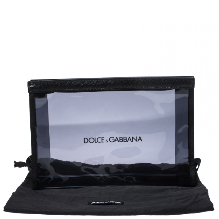 Pre Owned Dolce & Gabbana Clear Black PVC Swimsuit Pouch
