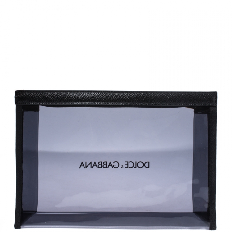 Pre Owned Dolce & Gabbana Clear Black PVC Swimsuit Pouch