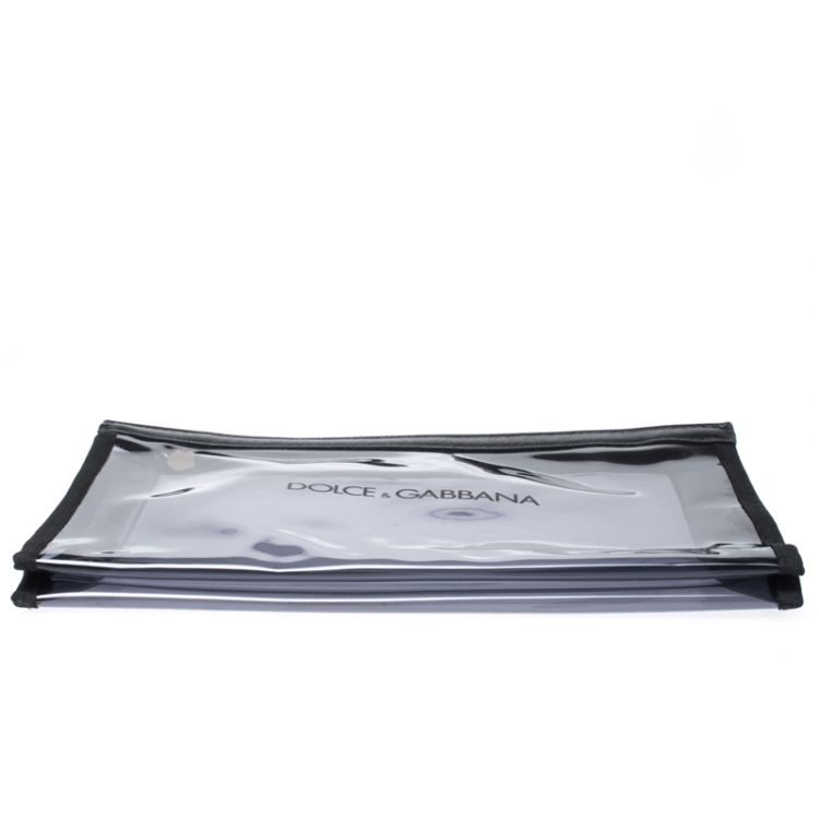 Pre Owned Dolce & Gabbana Clear Black PVC Swimsuit Pouch