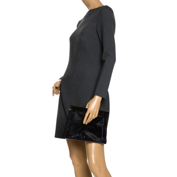 Pre Owned Dolce & Gabbana Clear Black PVC Swimsuit Pouch