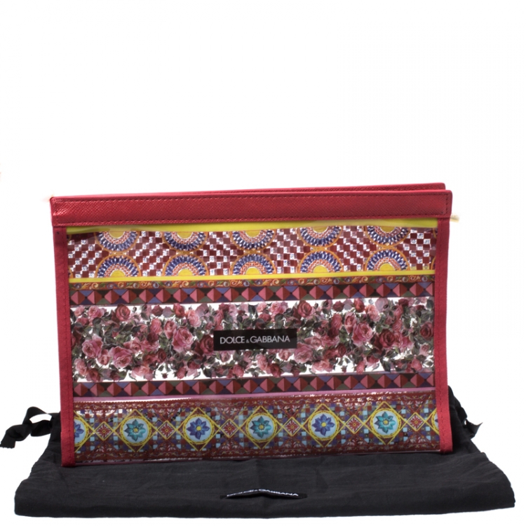 Pre Owned Dolce & Gabbana Red Printed PVC Swimsuit Pouch