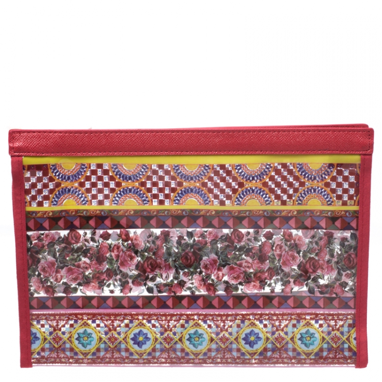 Pre Owned Dolce & Gabbana Red Printed PVC Swimsuit Pouch