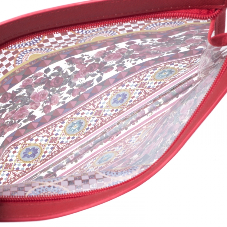 Pre Owned Dolce & Gabbana Red Printed PVC Swimsuit Pouch