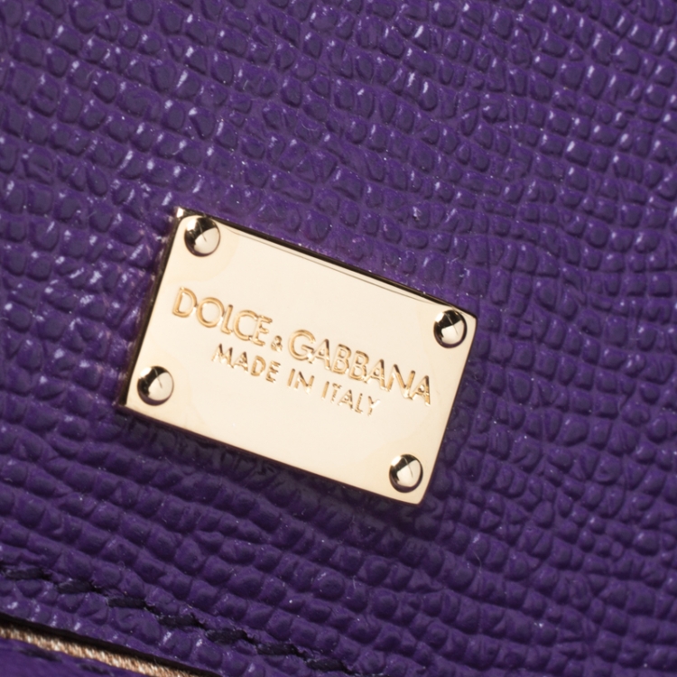 Pre Owned Dolce & Gabbana Purple Leather Miss Sicily Top Handle Bag