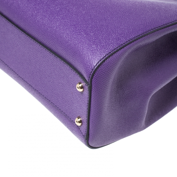 Pre Owned Dolce & Gabbana Purple Leather Miss Sicily Top Handle Bag