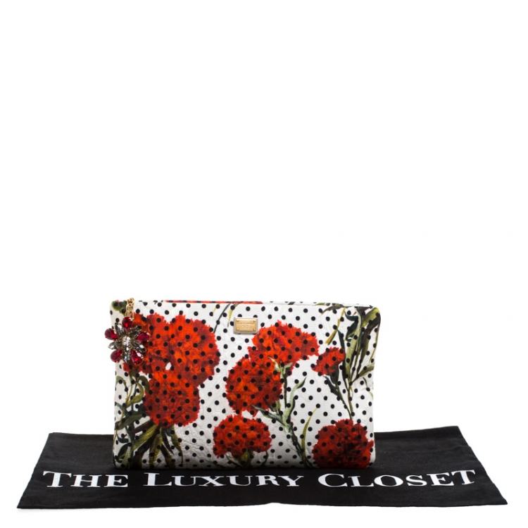 Pre Owned Dolce & Gabbana Multicolor Floral Print Canvas Zip Pouch