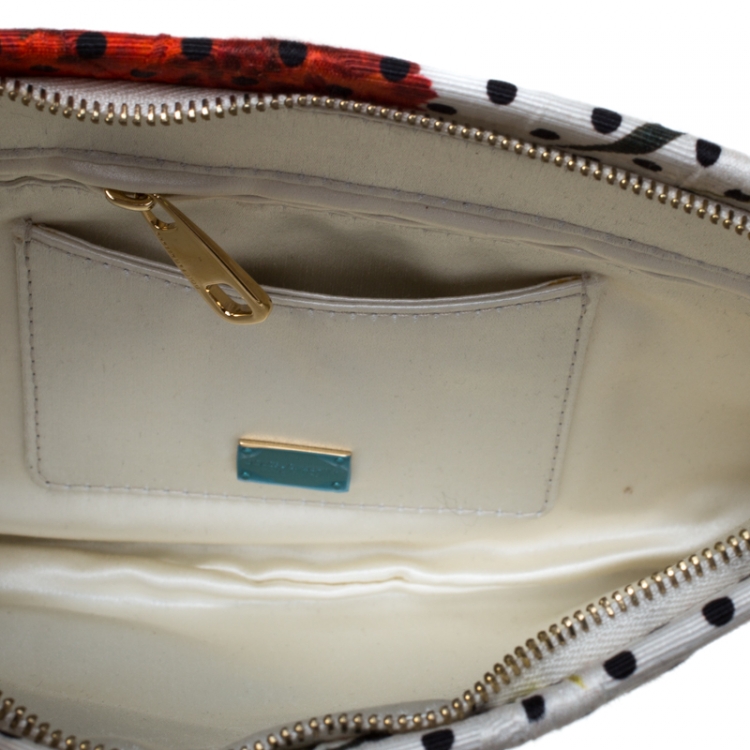 Pre Owned Dolce & Gabbana Multicolor Floral Print Canvas Zip Pouch