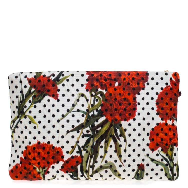 Pre Owned Dolce & Gabbana Multicolor Floral Print Canvas Zip Pouch