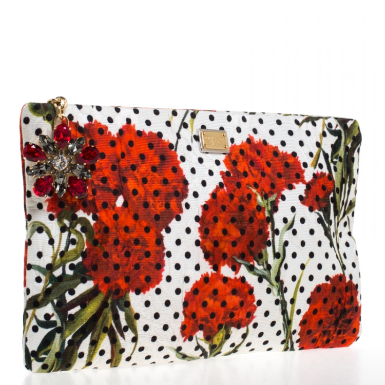 Pre Owned Dolce & Gabbana Multicolor Floral Print Canvas Zip Pouch
