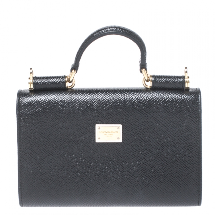 Pre Owned Dolce & Gabbana Black Leather Viva La Mama Miss Sicily WOC
