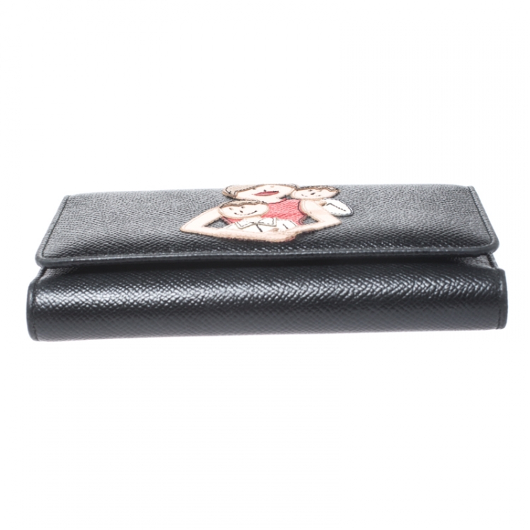 Pre Owned Dolce & Gabbana Black Leather Viva La Mama Miss Sicily WOC