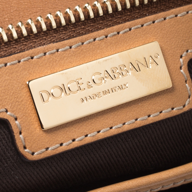 Pre Owned Dolce & Gabbana Leopard Print Coated Canvas and Leather Large Miss Sicily Top Handle Bag