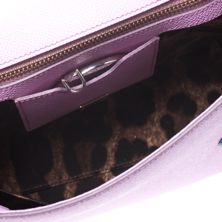 Pre Owned Dolce & Gabbana Lilac Purple Leather Medium Miss Sicily Top Handle Bag