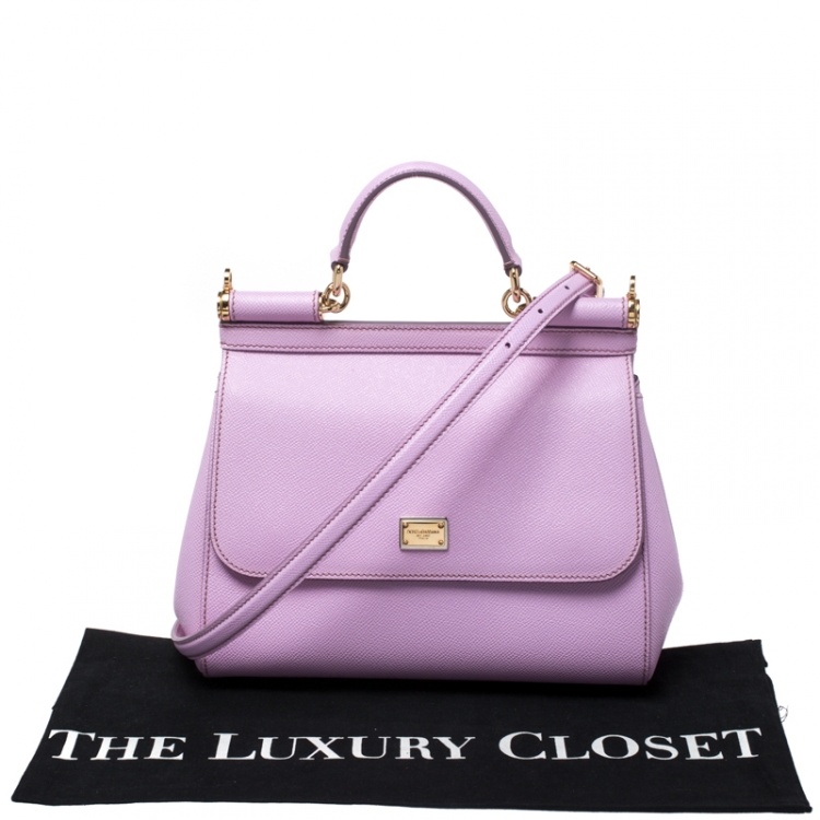 Pre Owned Dolce & Gabbana Lilac Purple Leather Medium Miss Sicily Top Handle Bag
