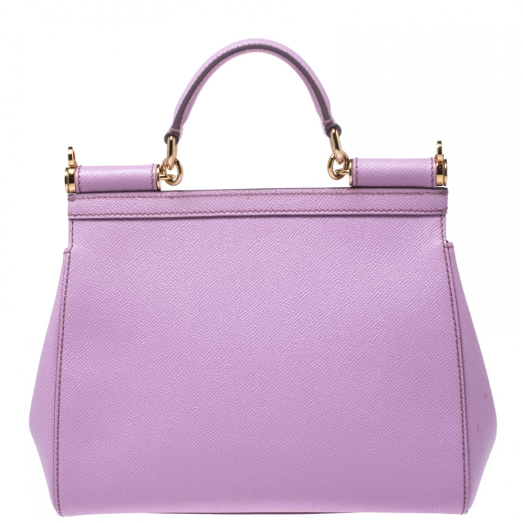 Pre Owned Dolce & Gabbana Lilac Purple Leather Medium Miss Sicily Top Handle Bag