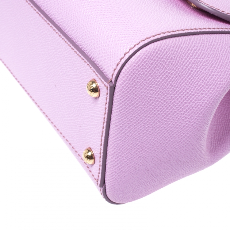 Pre Owned Dolce & Gabbana Lilac Purple Leather Medium Miss Sicily Top Handle Bag