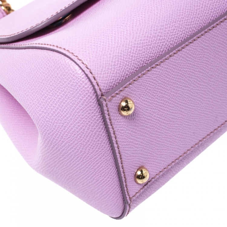 Pre Owned Dolce & Gabbana Lilac Purple Leather Medium Miss Sicily Top Handle Bag