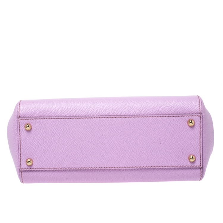 Pre Owned Dolce & Gabbana Lilac Purple Leather Medium Miss Sicily Top Handle Bag