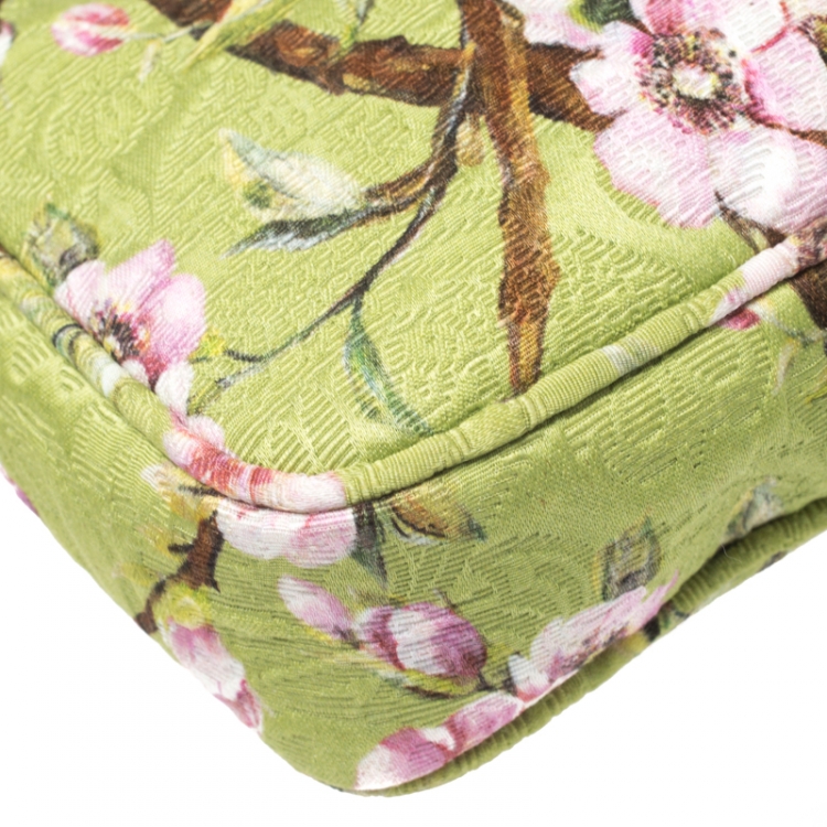Pre Owned Dolce & Gabbana Lime Floral Print Fabric Miss Glam Crossbody Bag
