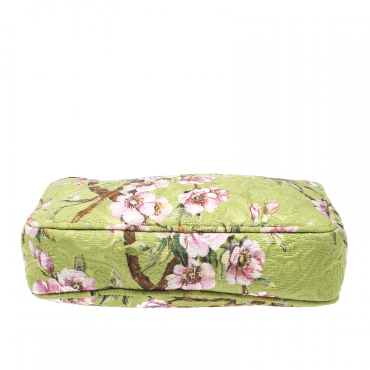 Pre Owned Dolce & Gabbana Lime Floral Print Fabric Miss Glam Crossbody Bag